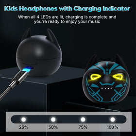 Instiwitt kids earbuds charging case indicator light shows status.