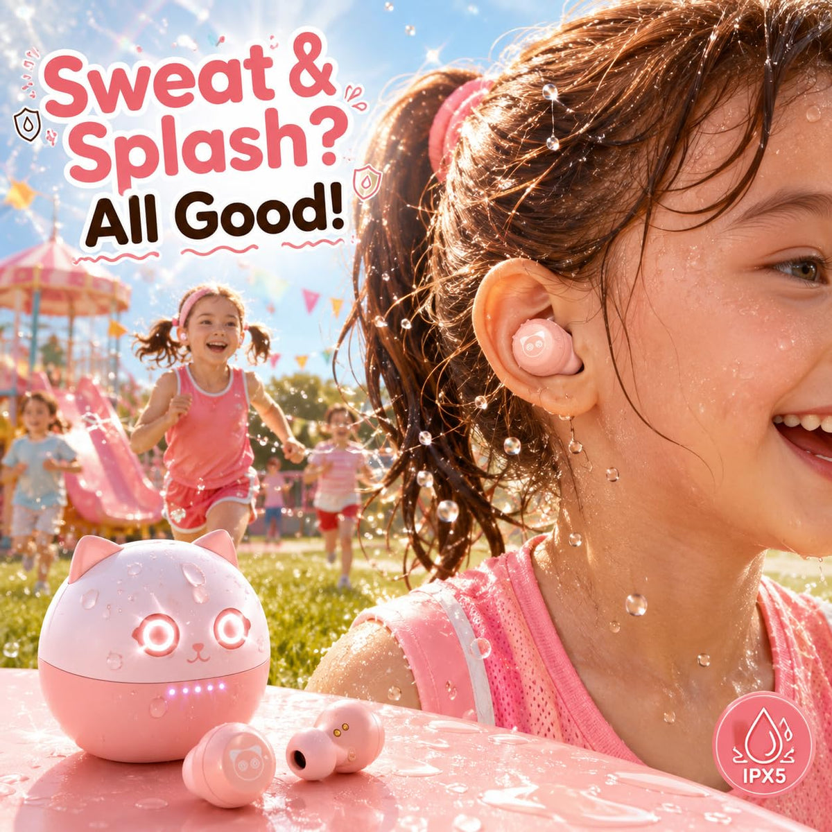 Instiwitt Pink Cat built-in microphone for clear calls on the move.