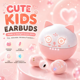 Instiwitt Pink Cat touch-control earbuds with intuitive controls for easy music and calls.