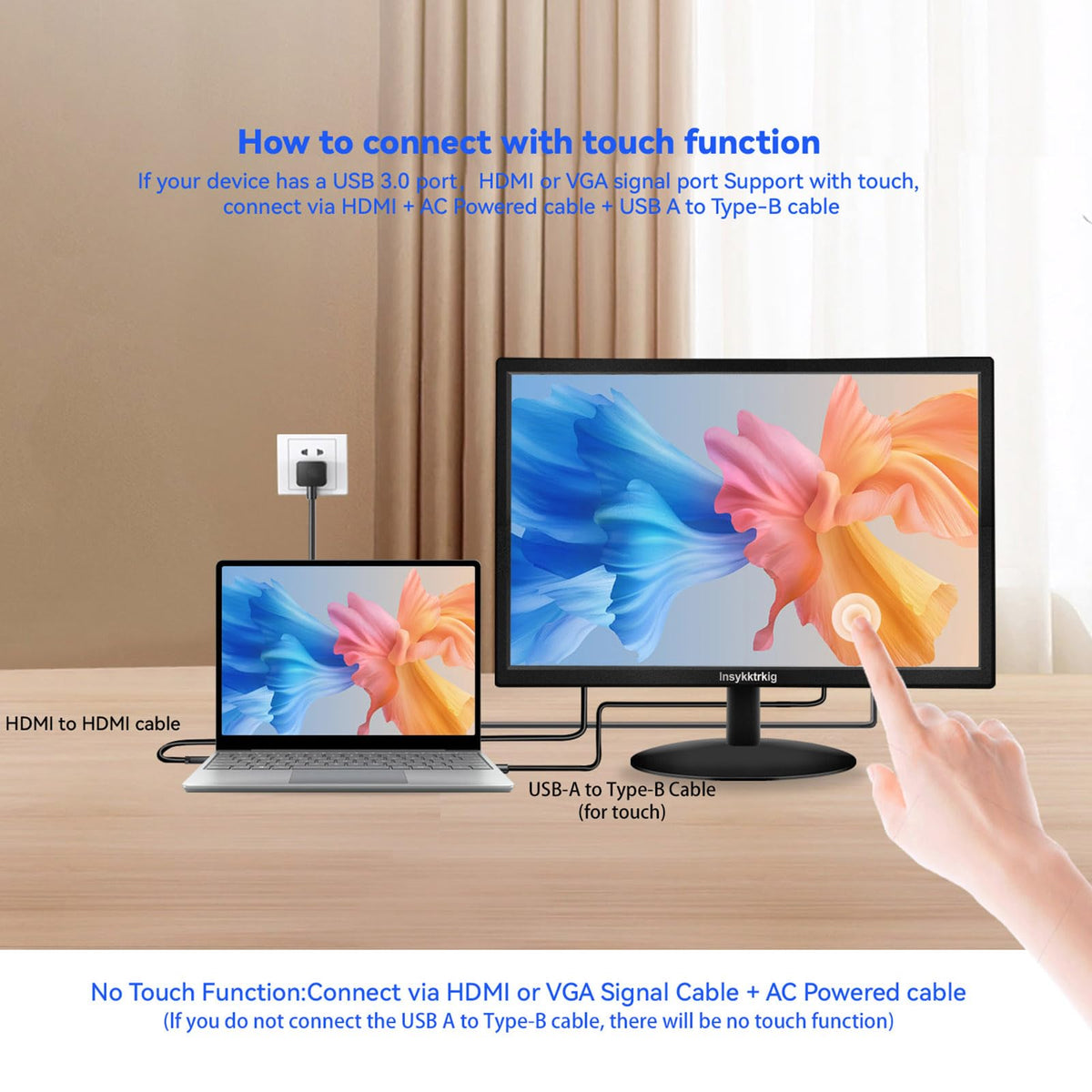 Insykktrkig 19-inch touchscreen monitor dual speakers provide built-in media audio.