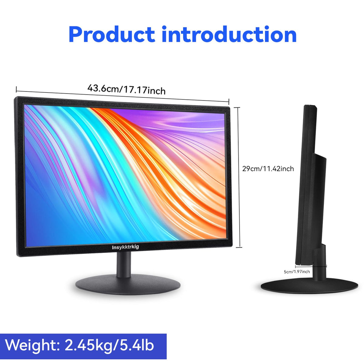 Insykktrkig 19-inch touchscreen monitor with VESA mount for easy wall or arm installation.