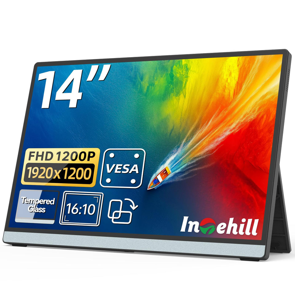 Intehill 14-inch portable monitor front view with high-resolution display for clear multitasking.