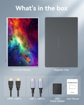 Intehill 4K portable monitor magnetic cover protects screen during travel.