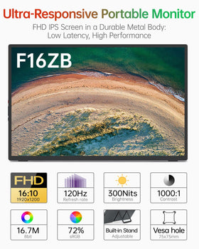 Intehill F16ZB 120Hz refresh rate enables smooth gaming and fast scrolling.