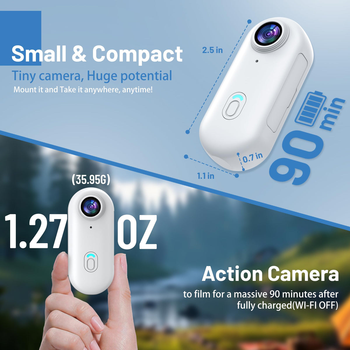 Intepoll 4K mini camera with IPX7 waterproof case for rugged conditions.