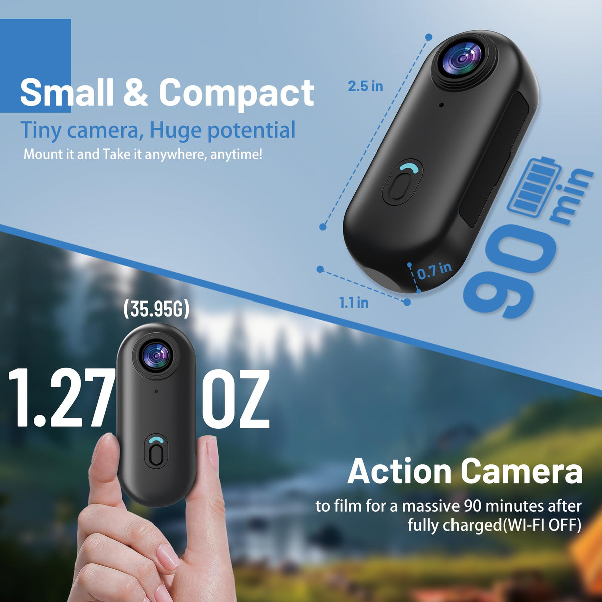 Intepoll IPX7 waterproof camera enables submerged footage during swimming and snorkeling.