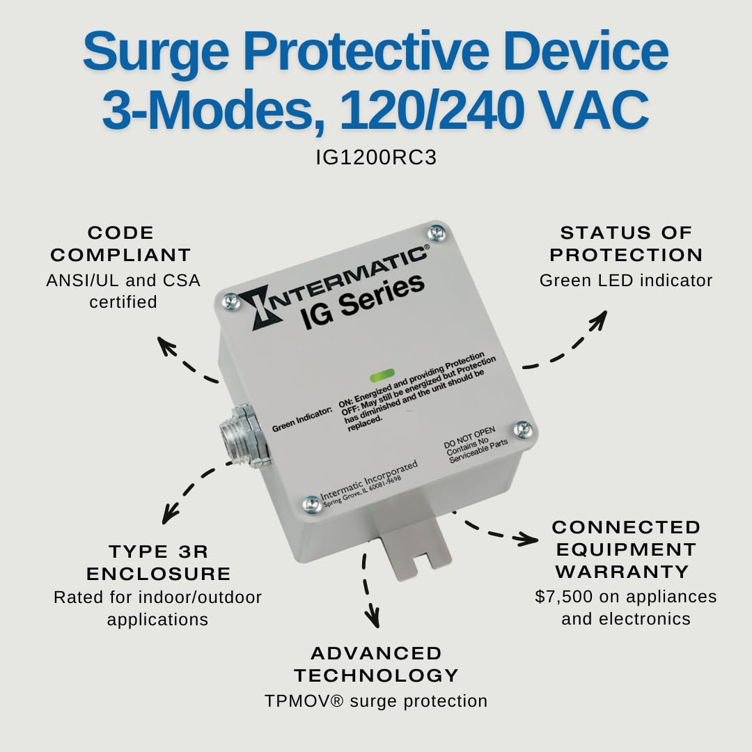 Intermatic IG1200RC3 rainproof enclosure enables indoor and outdoor use.