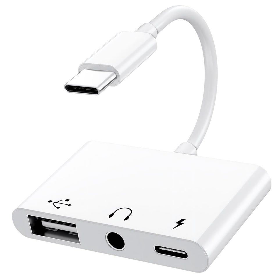 Inverse Net USB-C adapter with 3-in-1 OTG and headphone jack for calls and music