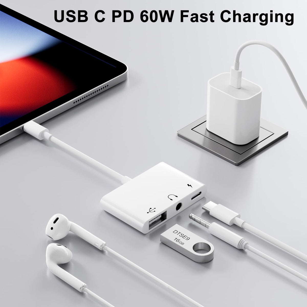 Inverse Net USB-C adapter with built-in audio DAC for high-fidelity sound