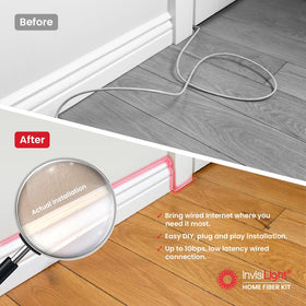 InvisiLight fiber cable running along baseboard to minimize disruption.