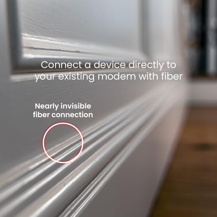 InvisiLight media converters at each end enabling Ethernet devices to connect via fiber.