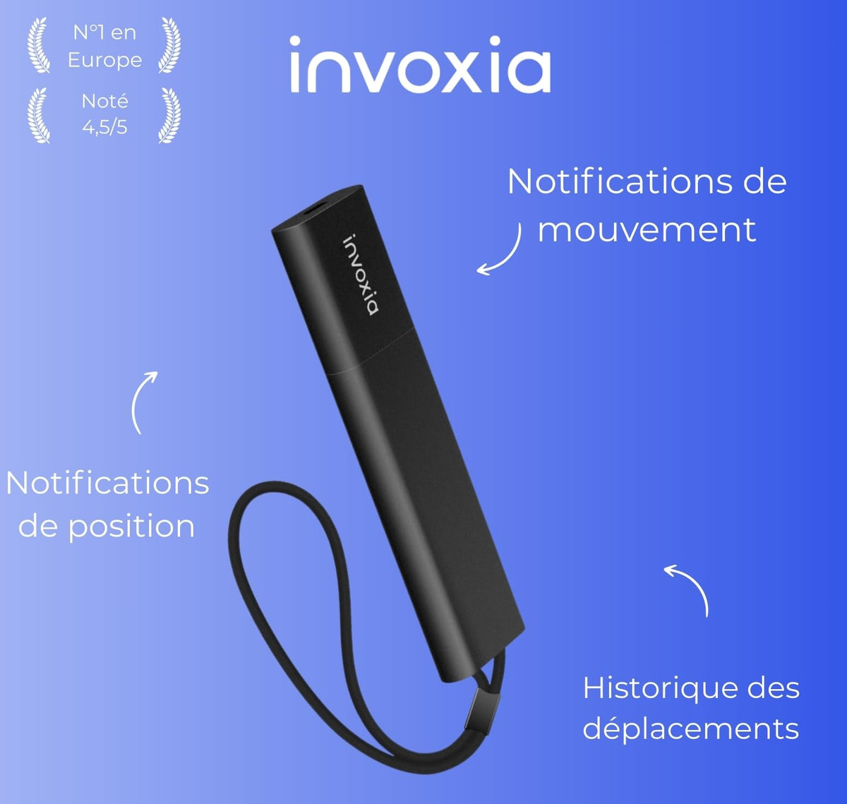 Invoxia GPS Pro Tracker back view highlighting compact concealable design.