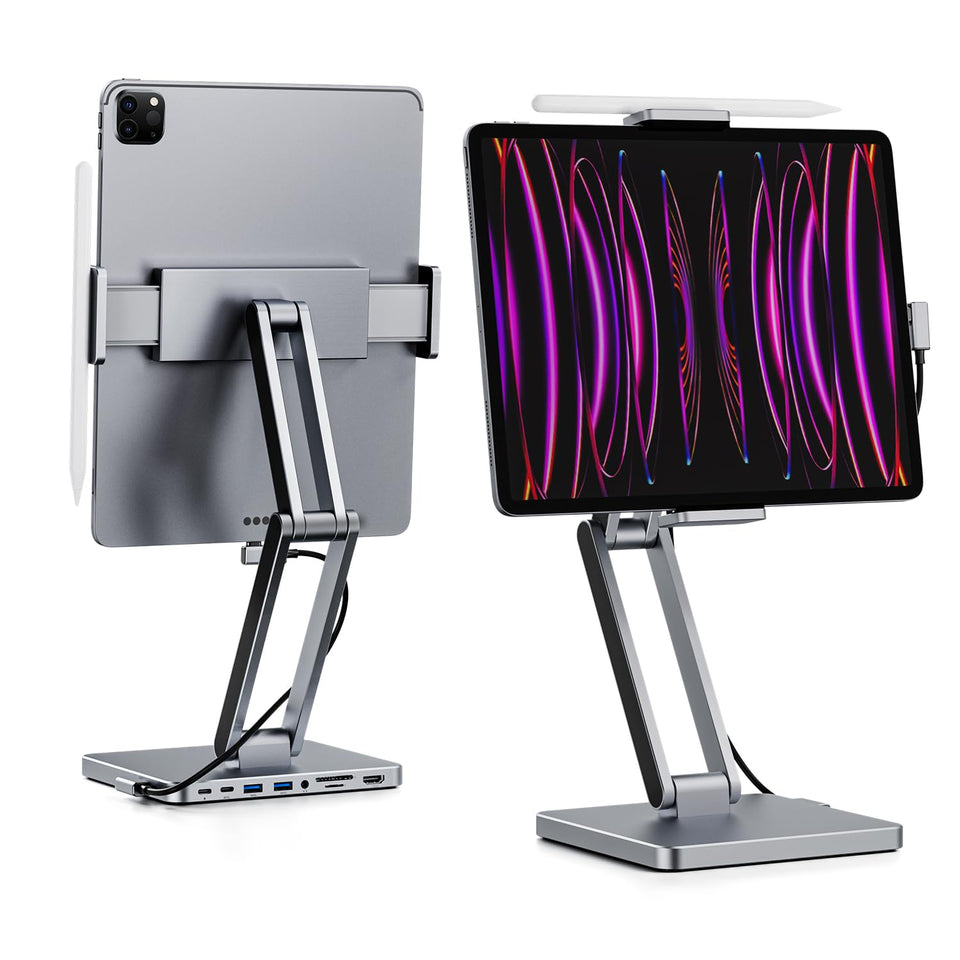 INVZI MagHub side view shows compact aluminum dock enhancing desk organization