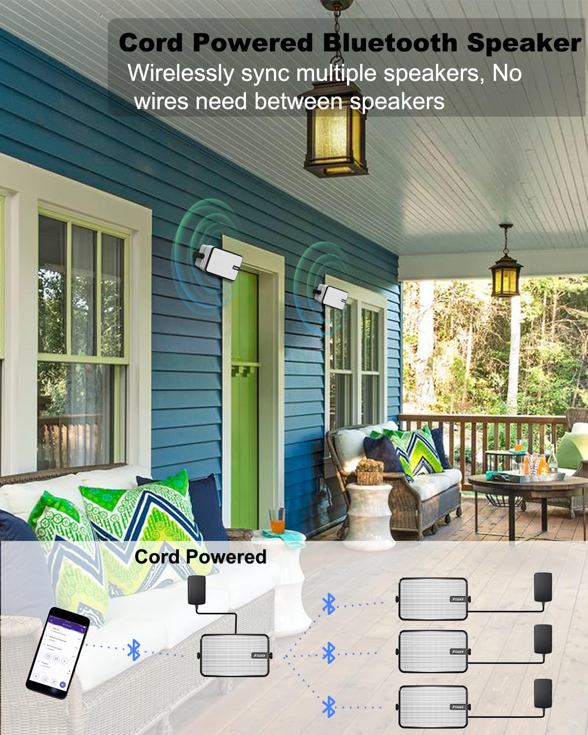Inwa outdoor speaker with 400W peak power for bold outdoor audio.