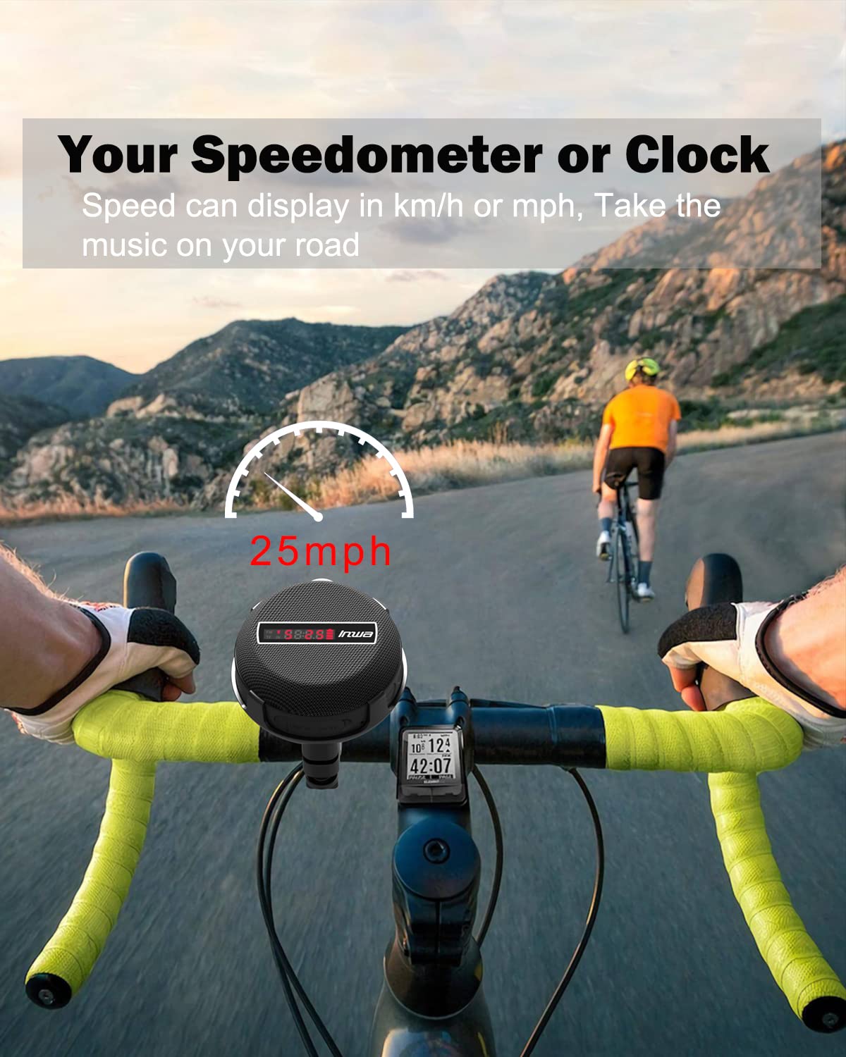 Inwa bike speaker with IP65 waterproof and shockproof protection for outdoor rides.