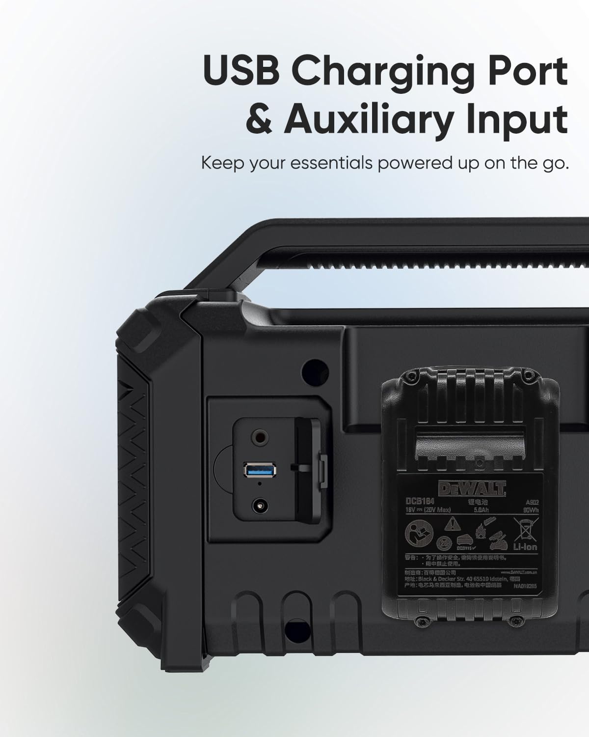 Inwa rugged black chassis with a convenient handle for portable transport.
