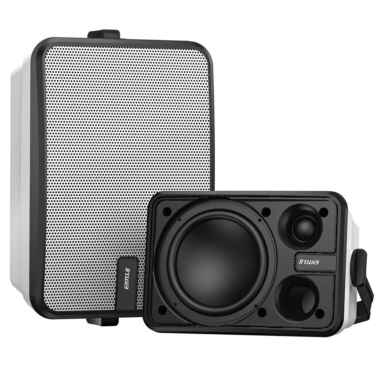 Inwa outdoor Bluetooth speaker mounted on wall for durable patio audio.