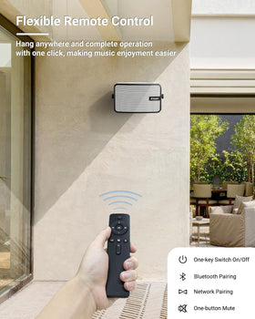 Inwa Sync-enabled speaker demonstrating wireless synchronization with other units.