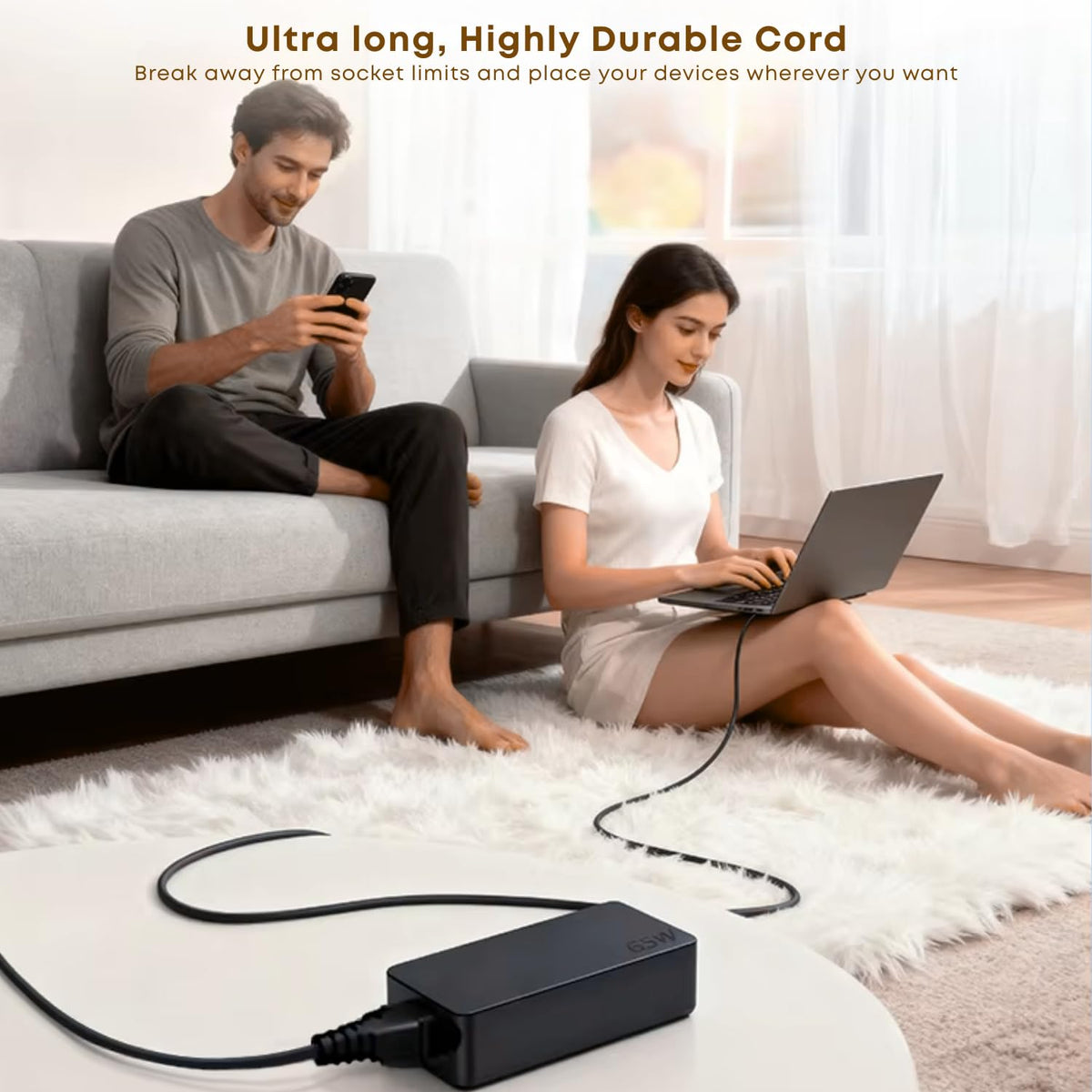 INZOFI power cord and charger shown together for ready use