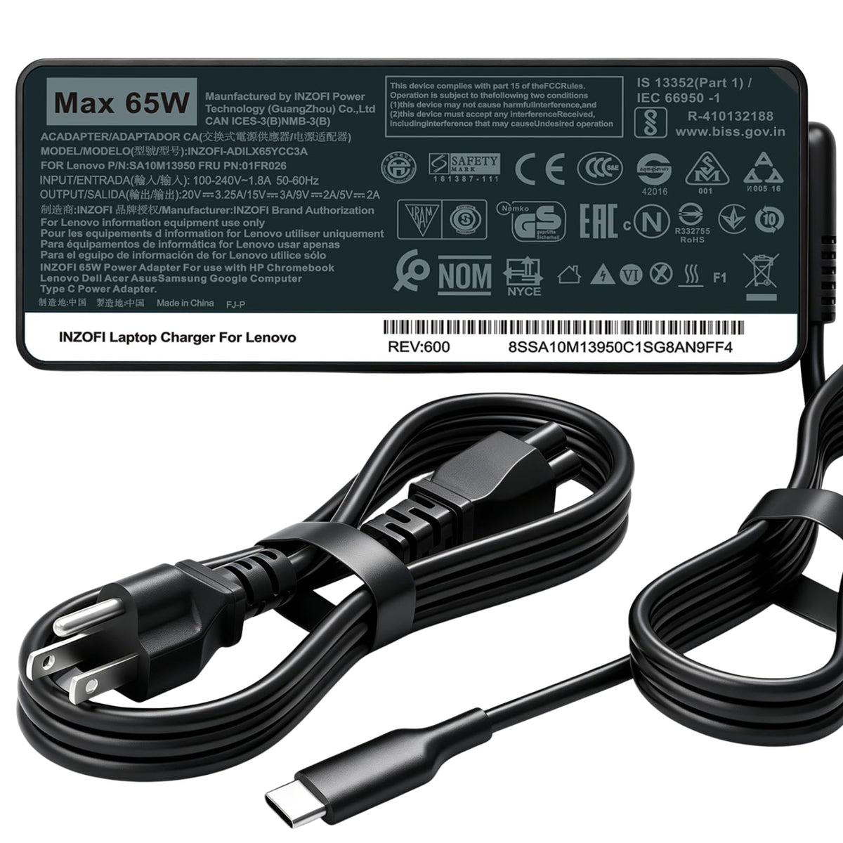 INZOFI closeup of USB‑C connector highlighting secure fast charging