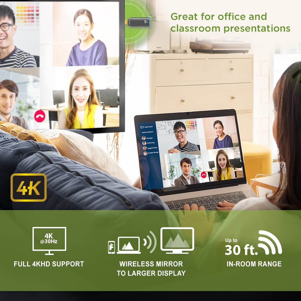 IOGEAR MINI connected to office TV showing clear presentation benefit