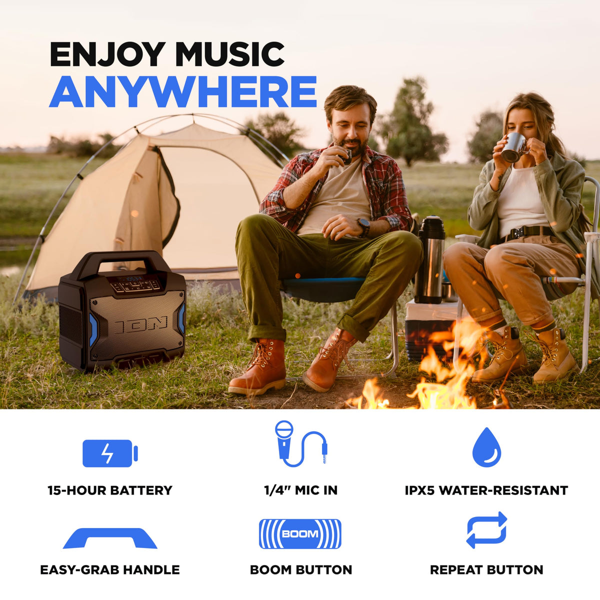 ION Tailgater Boom Bluetooth pairing demonstrates quick wireless setup for music.