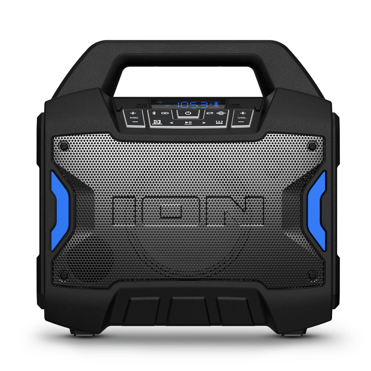 ION Tailgater Boom front view shows compact rugged design and powerful sound.