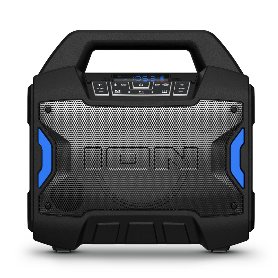ION Tailgater Boom front view shows compact rugged design and powerful sound.