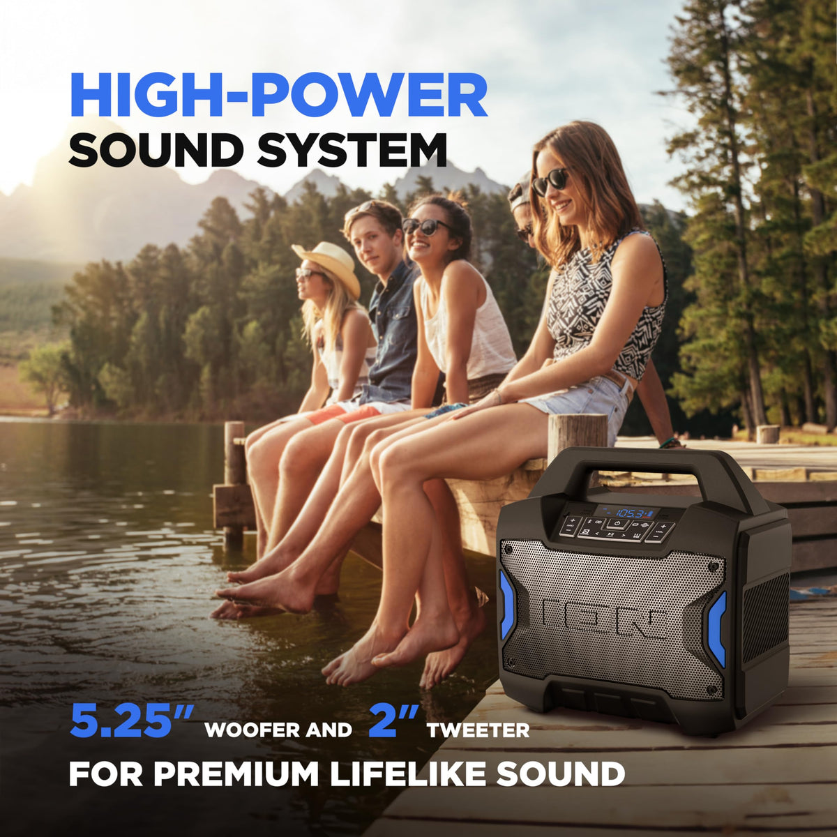 ION Tailgater Boom top handle emphasizes easy carry between outdoor spaces.