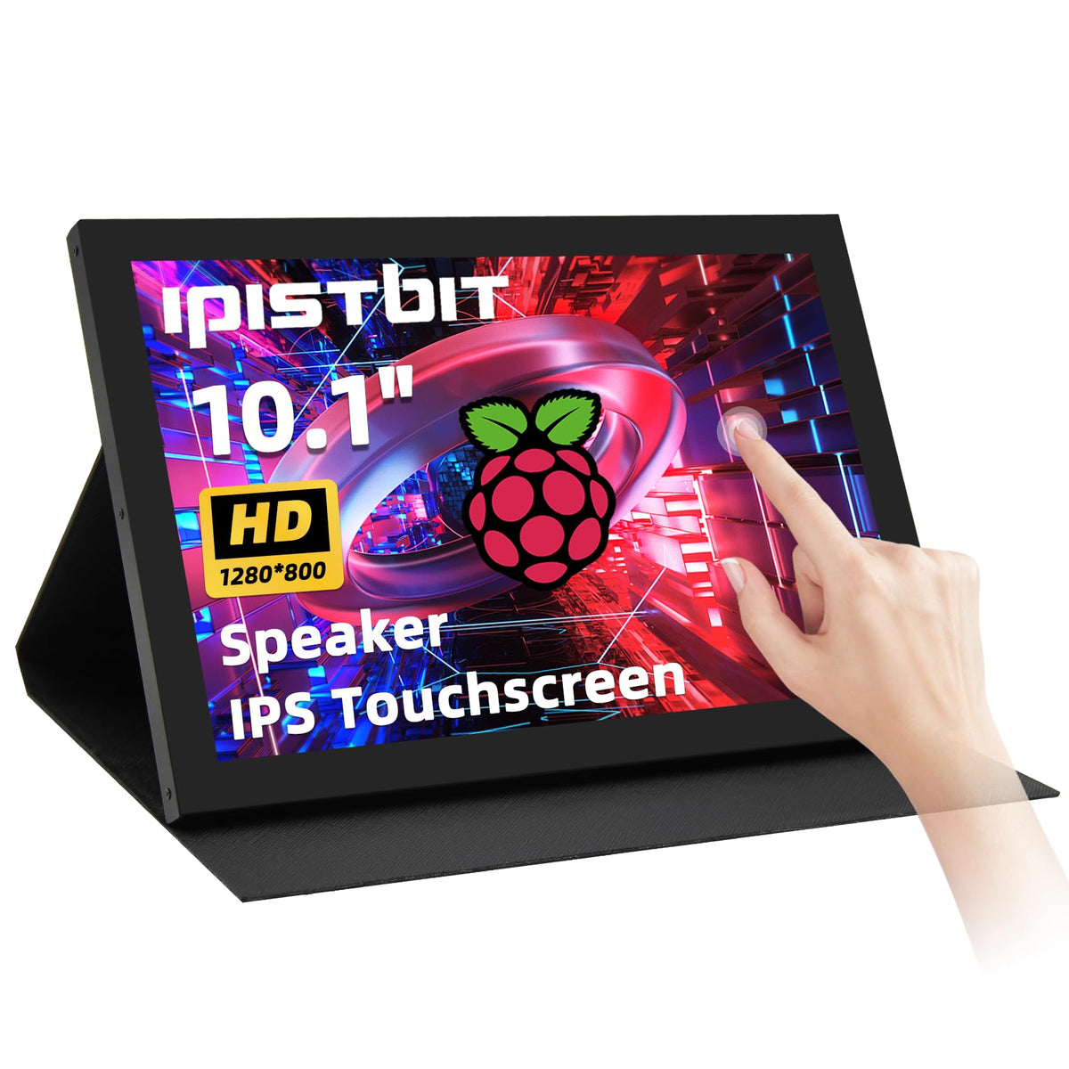 iPistBit 10.1-inch touchscreen monitor front view shows portable clarity for on-the-go work