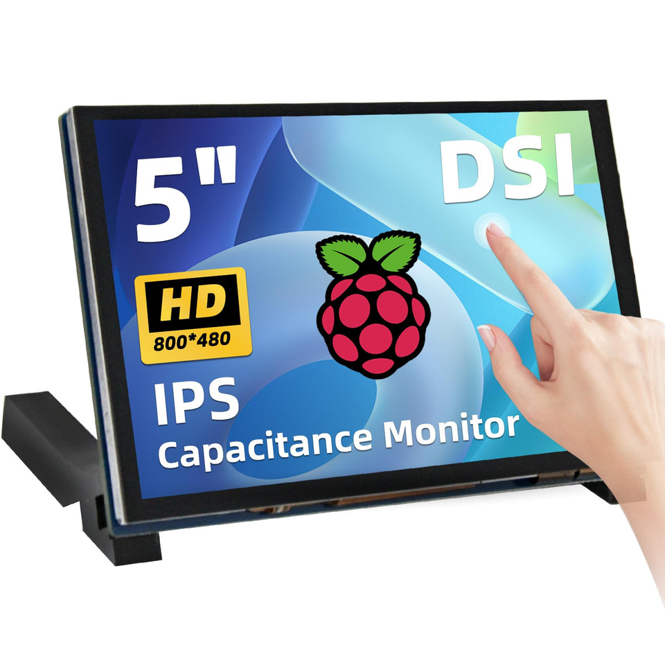 iPistBit front view of 5-inch touchscreen showing clear display and branding benefit: easy Pi integration