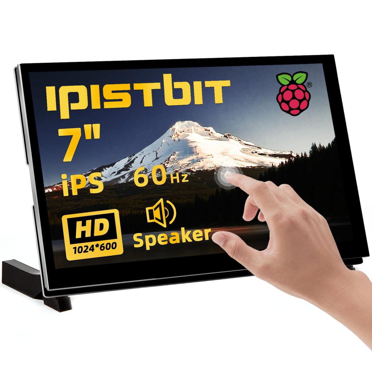 iPistBit front view of 7-inch touchscreen showing clear display and compact size