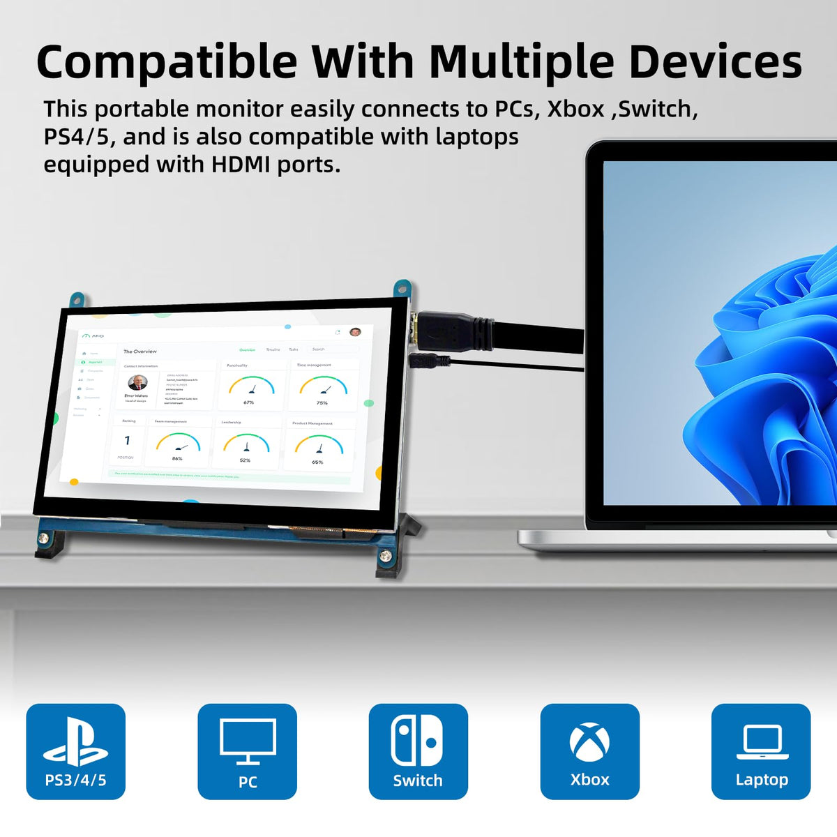 iPistBit on included stand at angle illustrating stable setup and hands-free use