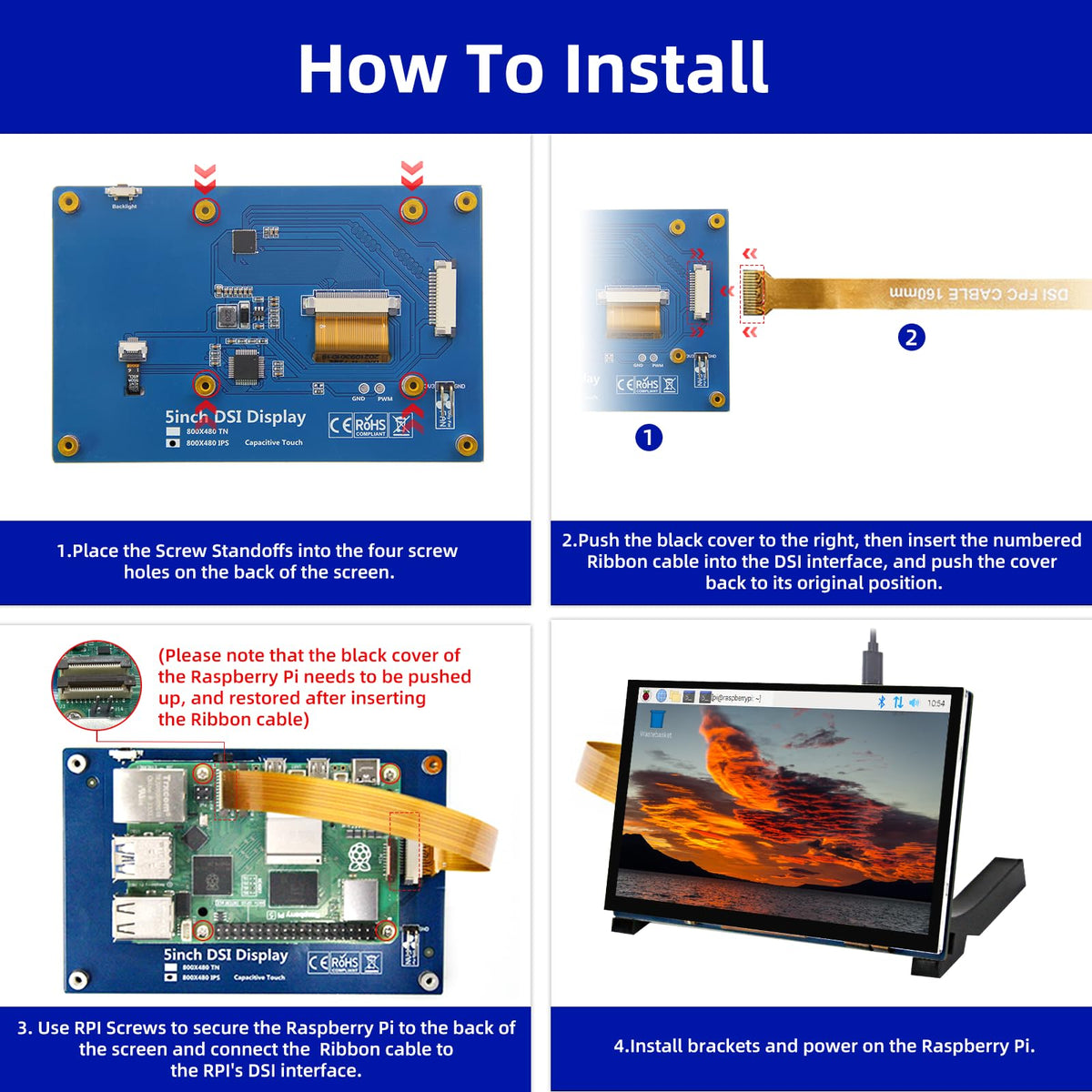 iPistBit included ribbon cables and installation kit laid out benefit: connectors for multiple Pi models