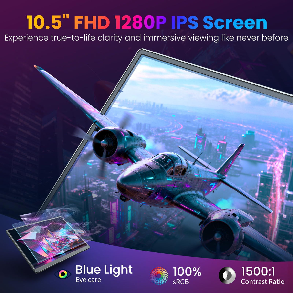 iProda portable monitor on a laptop setup expands screen real estate for work