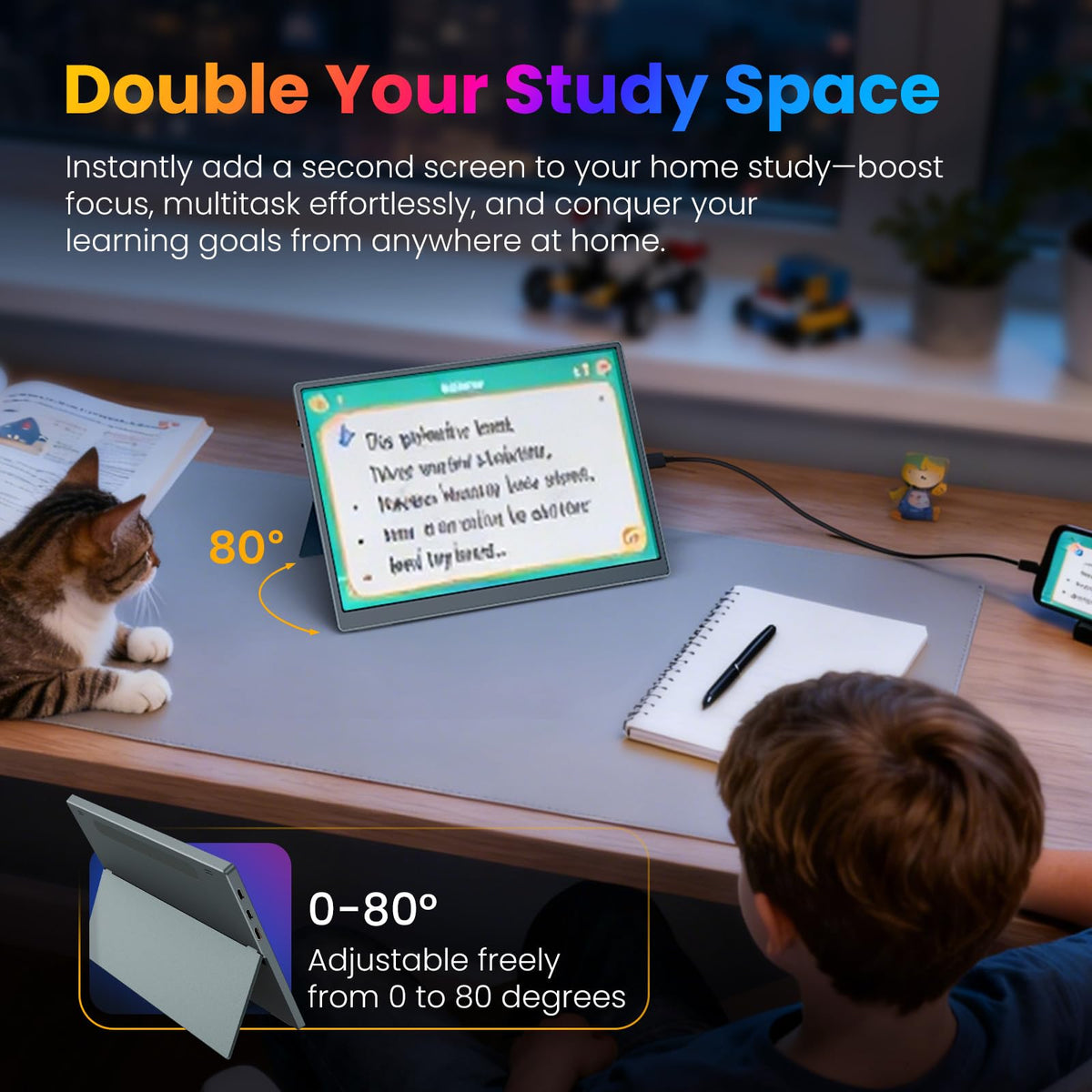 iProda portable monitor ports and mini-HDMI enable quick connections to laptops and phones