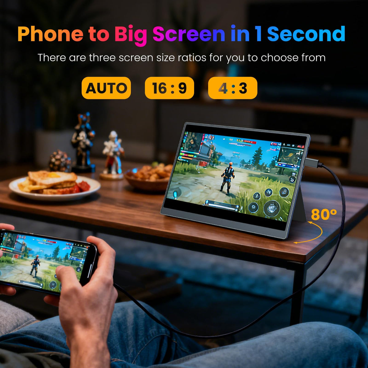 iProda portable monitor adjustable stand tilts for comfortable viewing angles