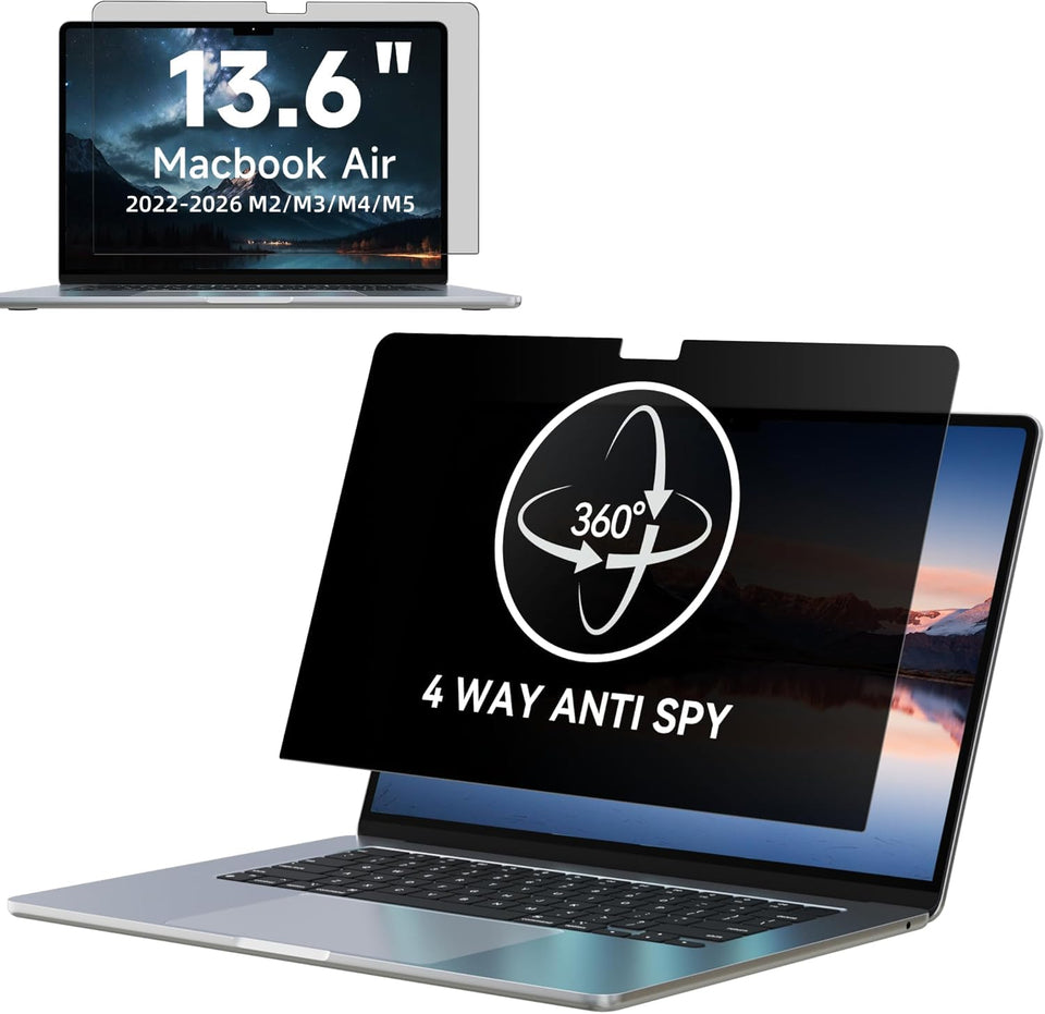 IPROKKO 360° privacy screen on MacBook Air shields content from side viewing