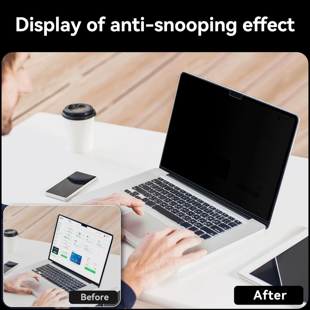 IPROKKO 360° privacy screen MacBook Pro 14 side-angle privacy coverage