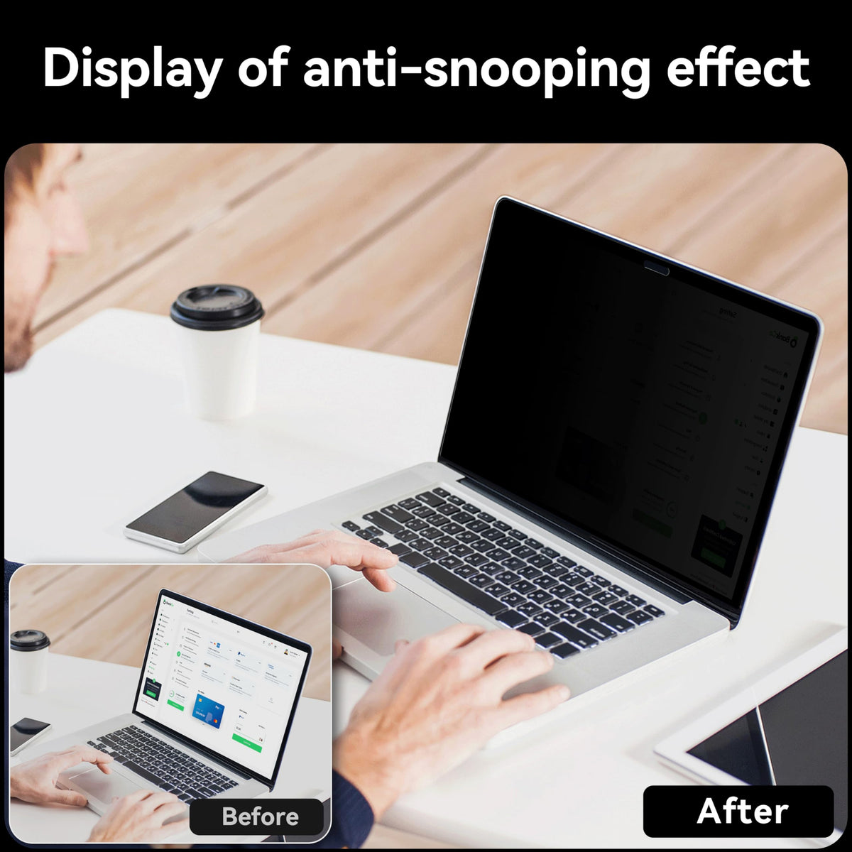 IPROKKO MacBook Pro 13 privacy screen anti-glare coating reduces reflections.