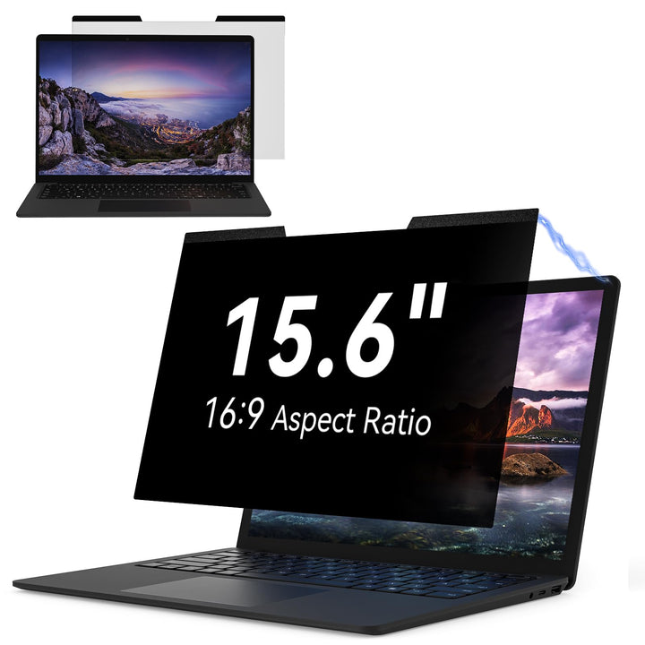 IPROKKO front view of 15.6-inch privacy screen showing fit and clarity benefit