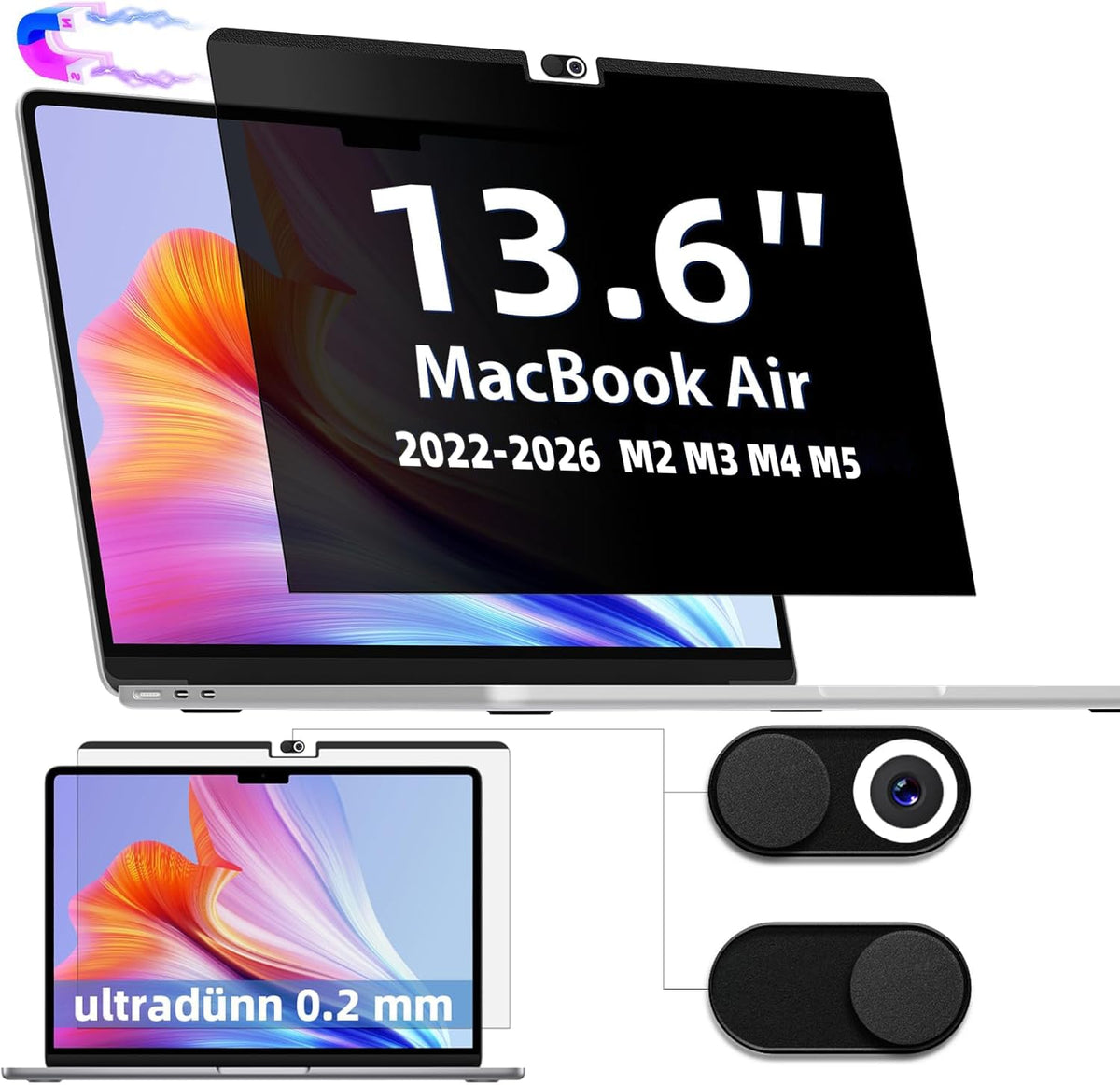 IPROKKO front view on MacBook Air showing privacy filtration benefit