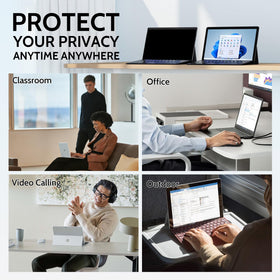IPROKKO lifestyle shot in café protecting screen privacy on commute
