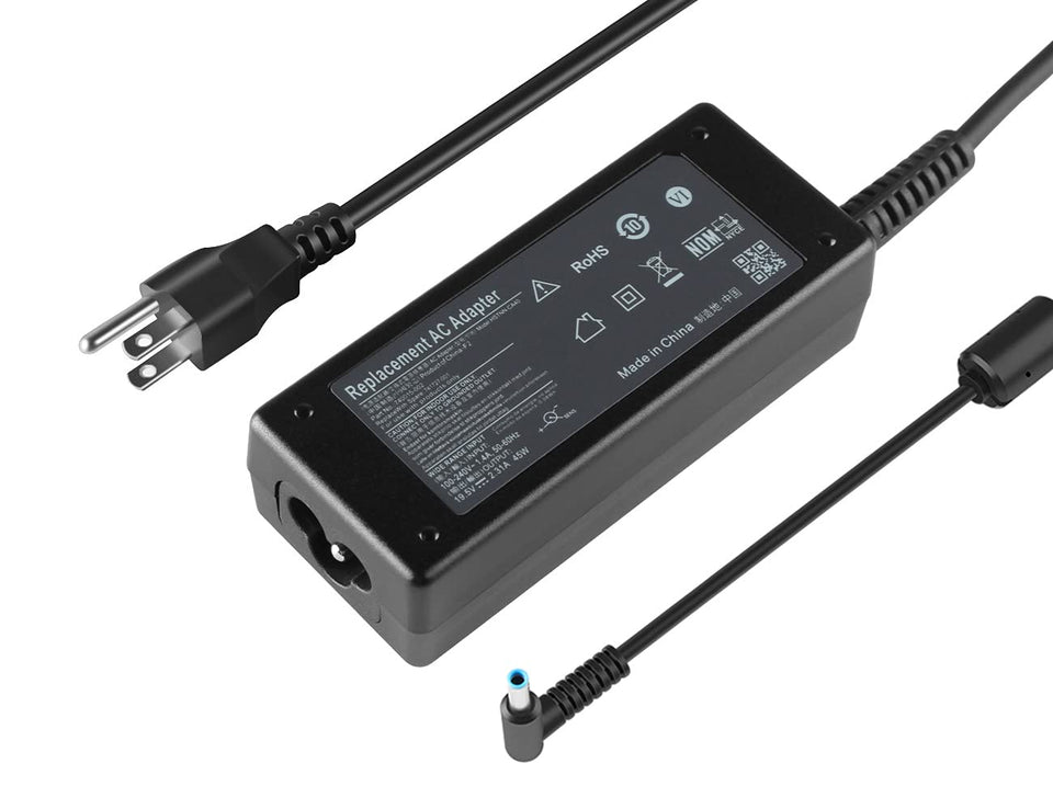 IPWRPRO 45W AC charger front view for HP laptops, compact portability.