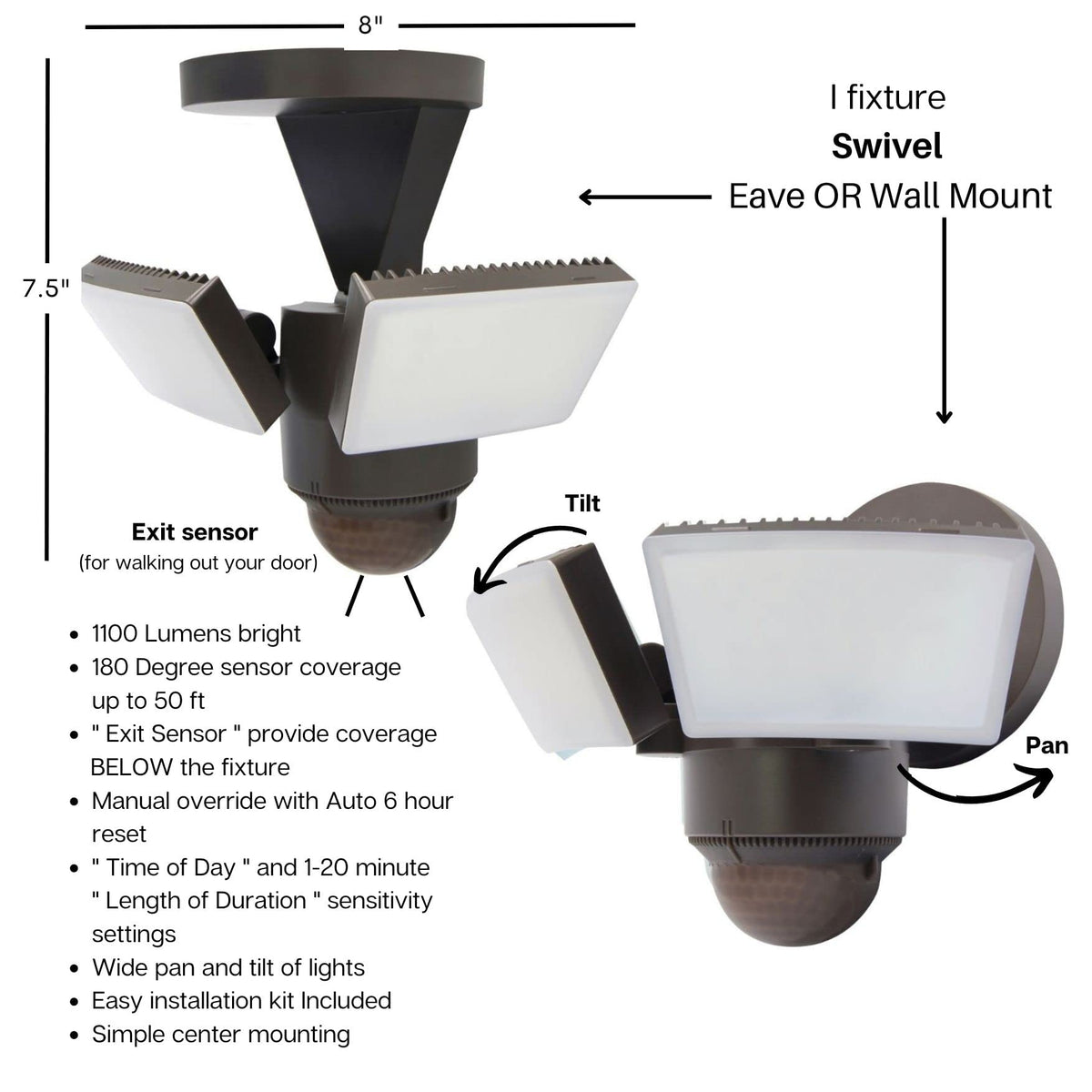 LM1811 180-degree detection for wide outdoor coverage.