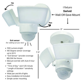 IQ America LM1811 mounted on wall or eave for flexible installation.