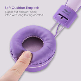 iRAG J01 lavender on-ear wear demonstrates listening during daily routines