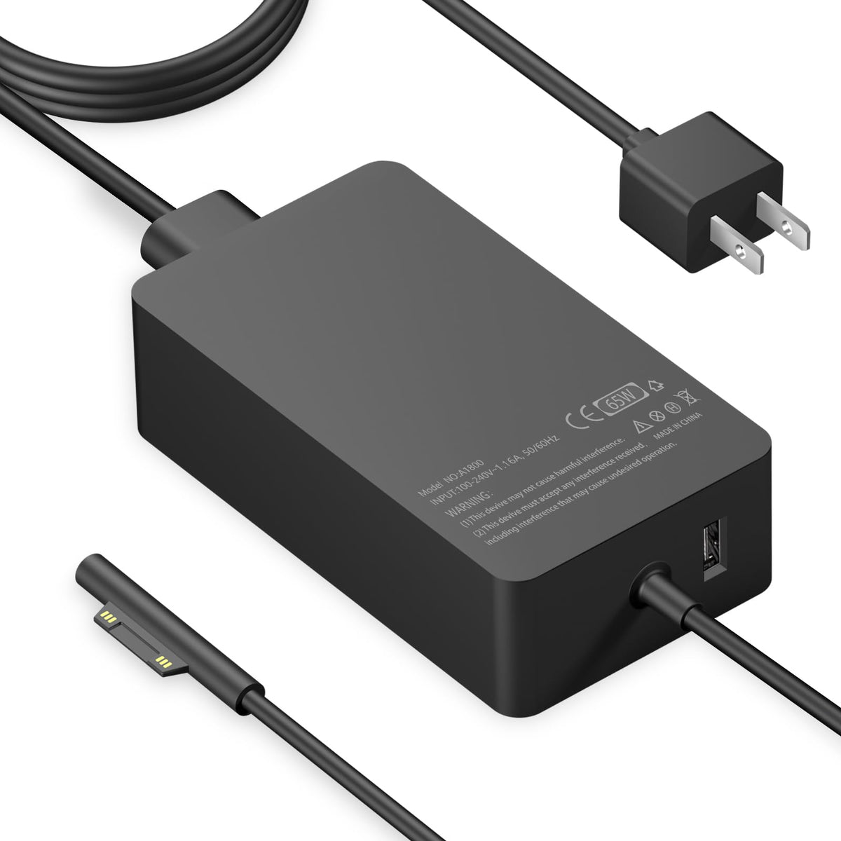 Iretod 65W Surface Charger on desk powering Surface Pro quickly.