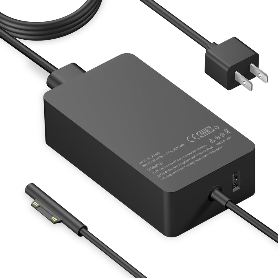 Iretod 65W Surface Charger on desk powering Surface Pro quickly.
