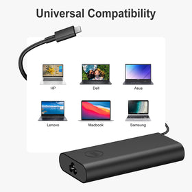 Iretod charger plugged into a Dell XPS laptop illustrating fast charging capability